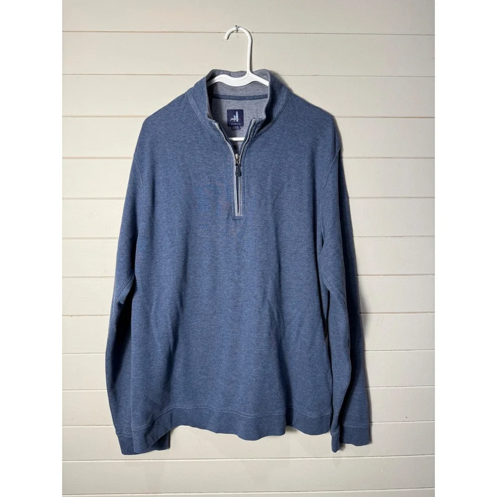 Johnnie-O Mens XL Blue Heathered Quarter Zip Pullover Big Foot Golf Sweater
